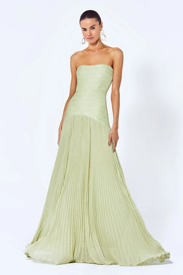 Robe maxi pour femmes Corset sans bretelles Jupe plissée évasée Coupe élégante